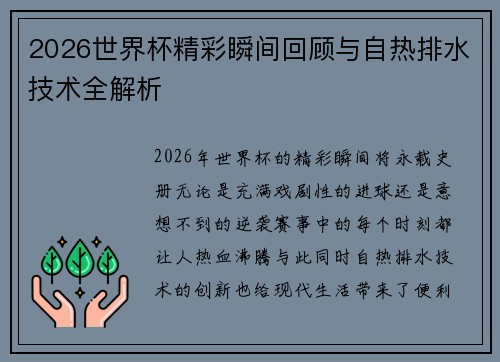 2026世界杯精彩瞬间回顾与自热排水技术全解析